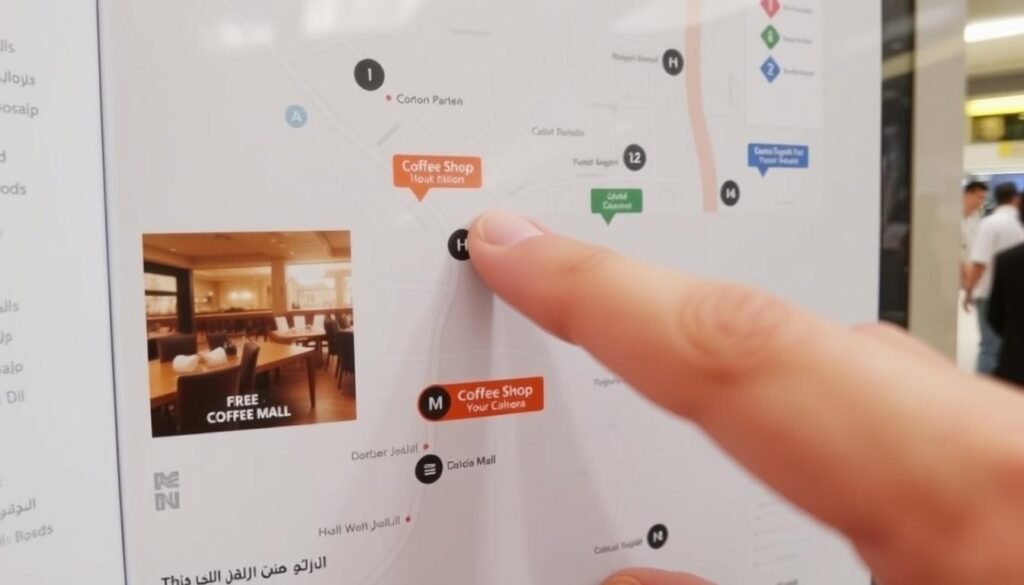 Dubai Mall map highlighting the locations of top coffee shops for easy navigation