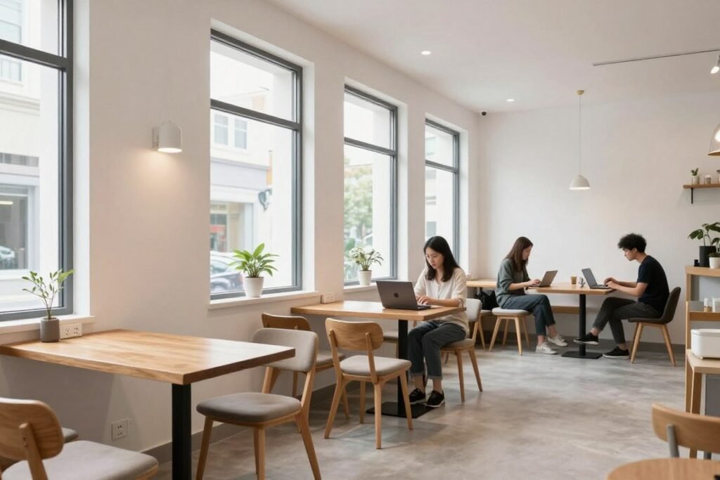 Interior of The Coffee Club in Marina Gate showing comfortable seating and natural light Interior of The Coffee Club in Marina Gate showing comfortable seating and natural light