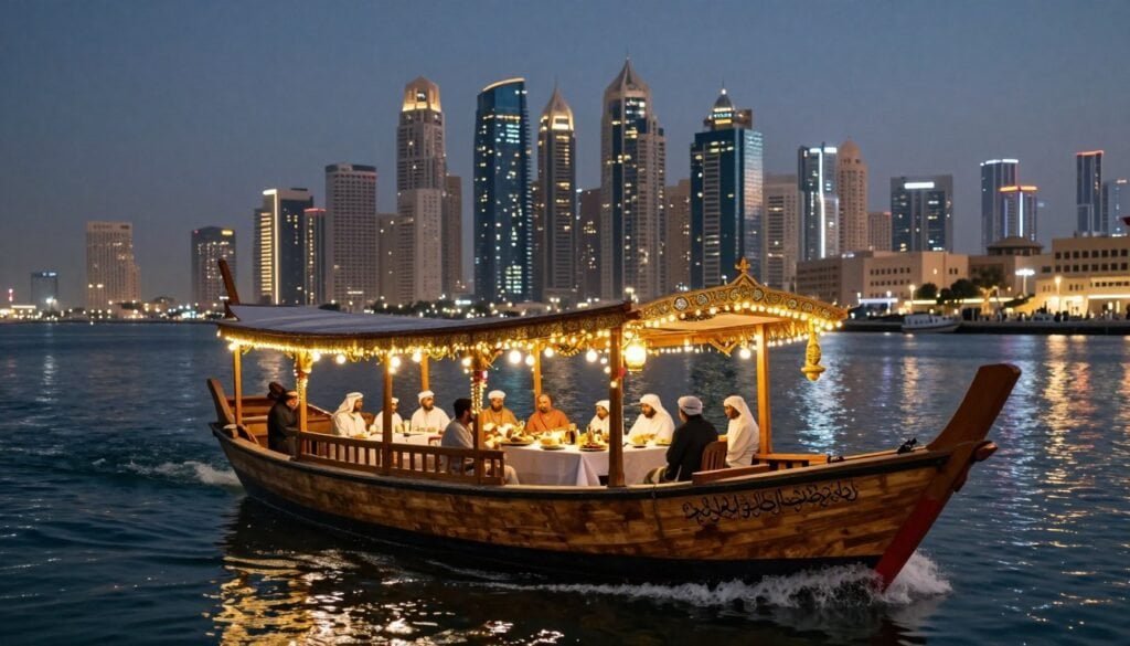 Traditional dhow cruise on Dubai Creek during Ramadan evening 2026