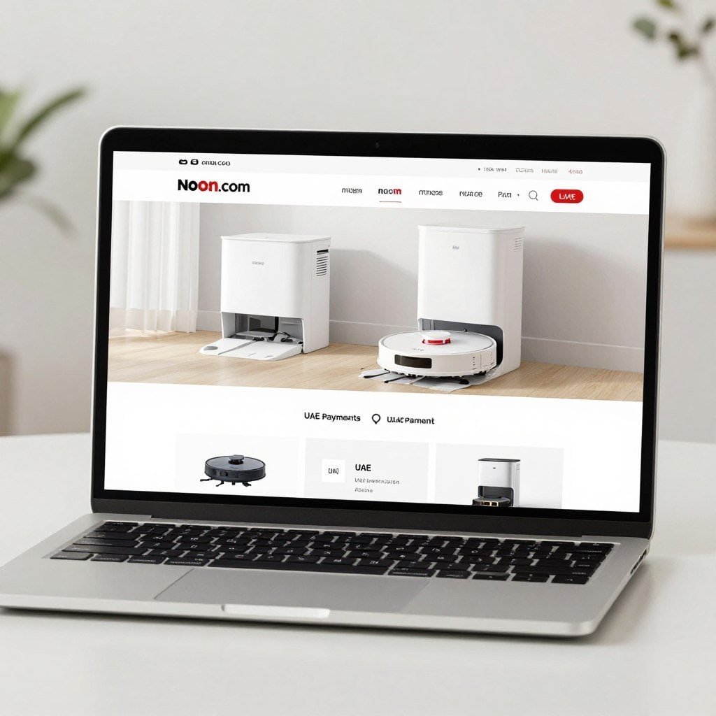 Noon.com logo with home appliances section displayed