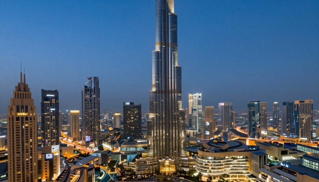 dubai skyline downtown burj khalifa night view restaurants