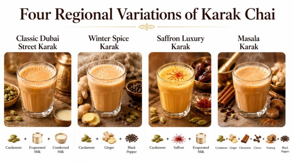 Four Regional Variations of Karak Chai