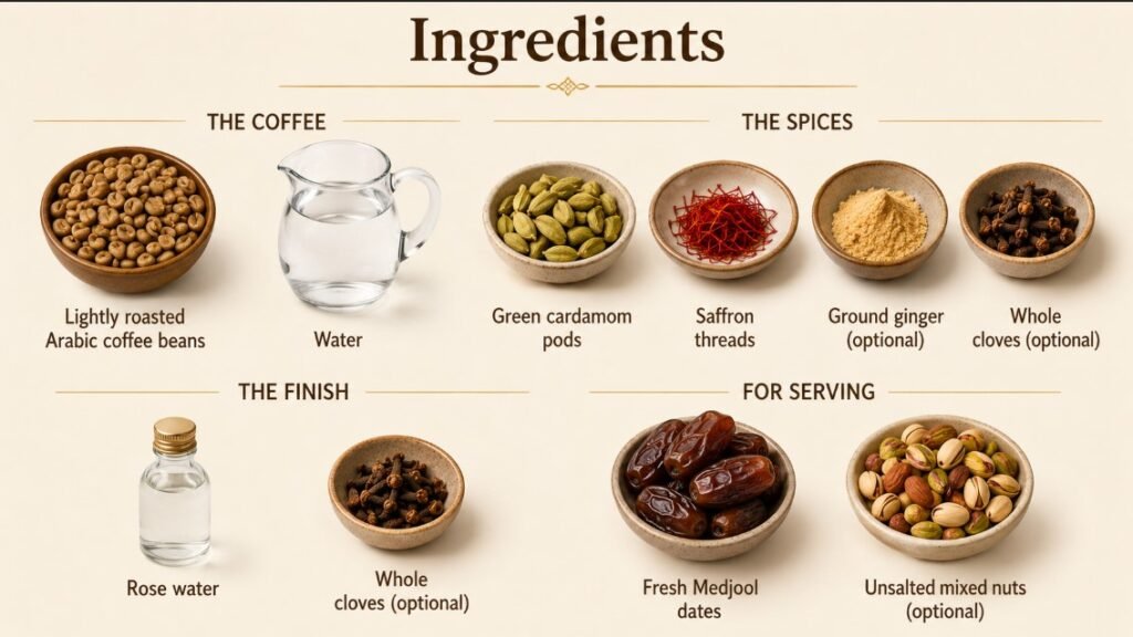 Ingredients Qahwa arabic