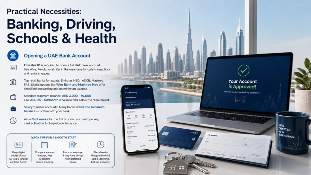 Practical Necessities Banking, Driving, Schools & Health