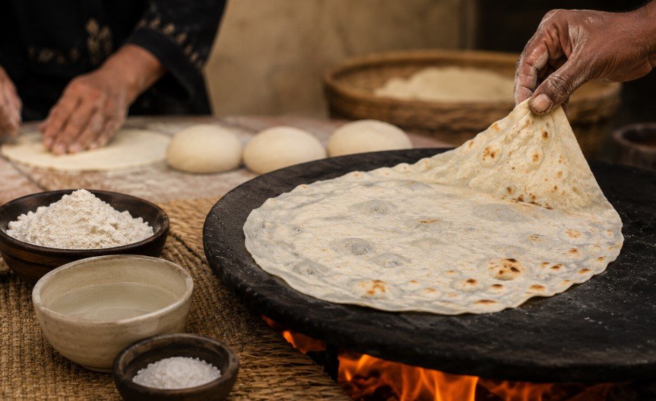 Three ingredients (flour, water, salt)