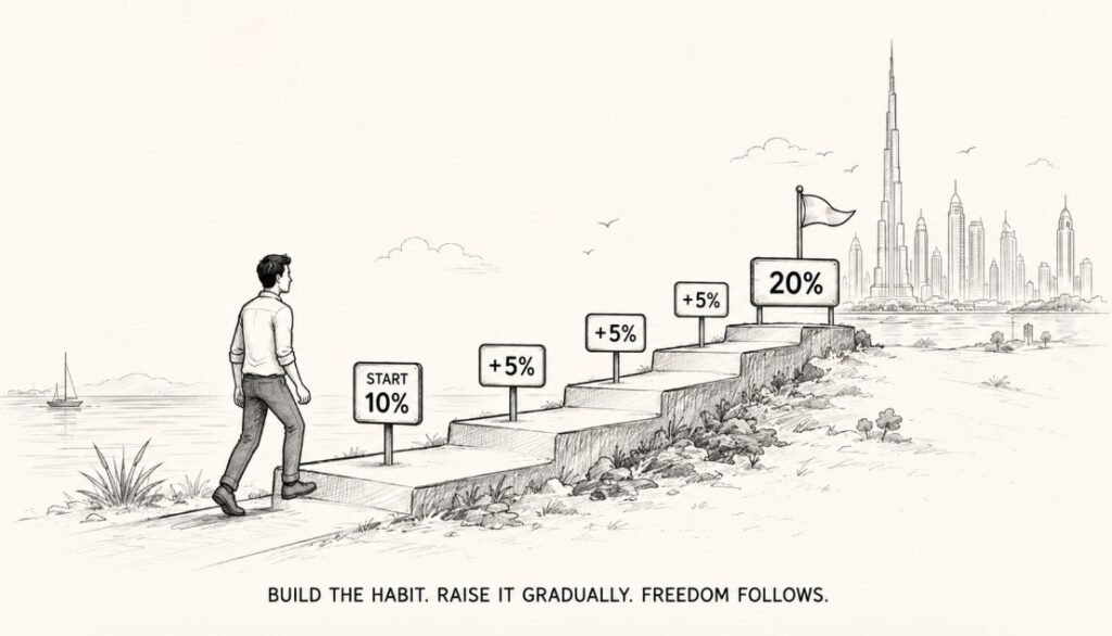 3. Start with whatever percentage you can, then increase it
