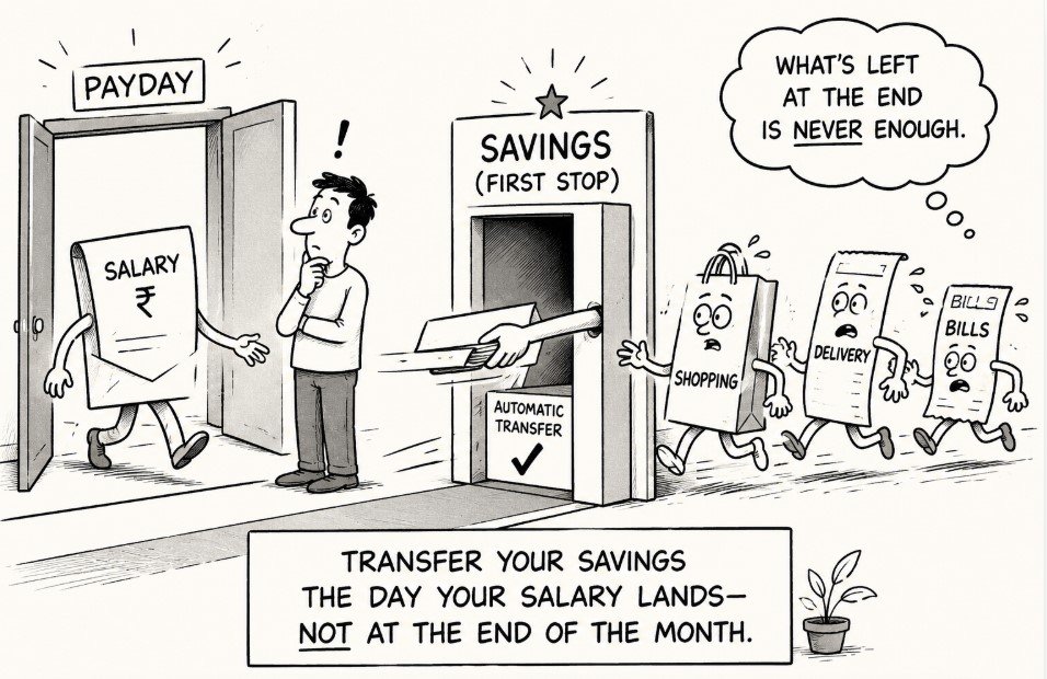 Transfer your savings the day your salary lands — not at the end of the month
