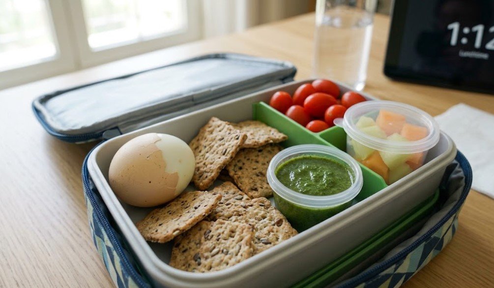 Hard-Boiled Egg in Shell with Crackers