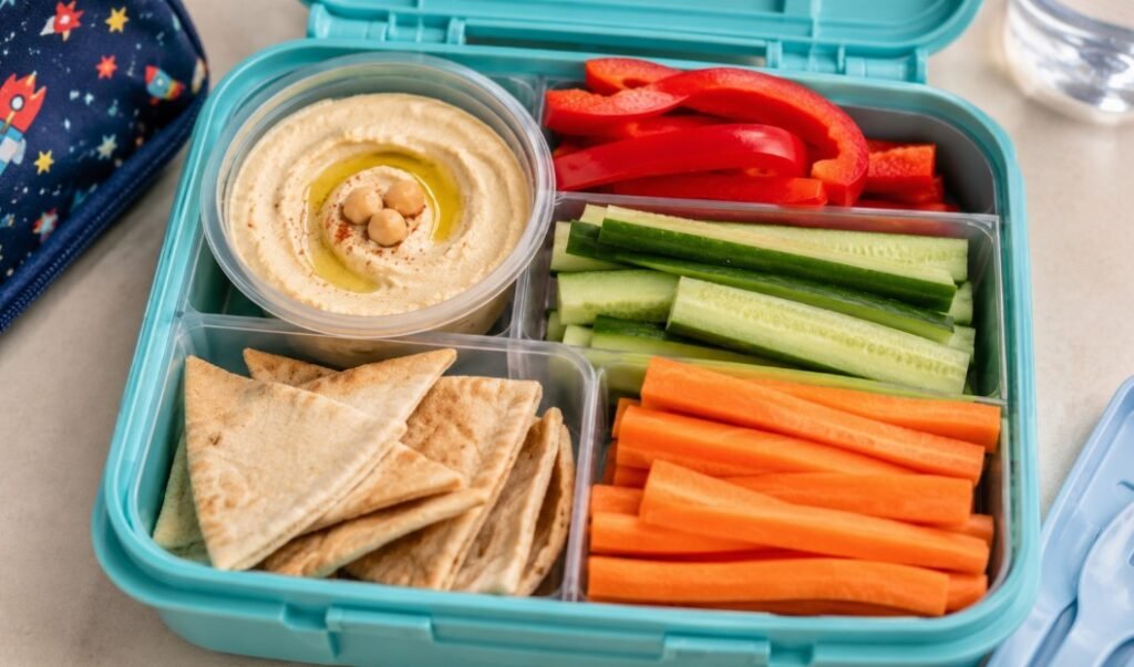 Hummus with Colourful Vegetable Sticks