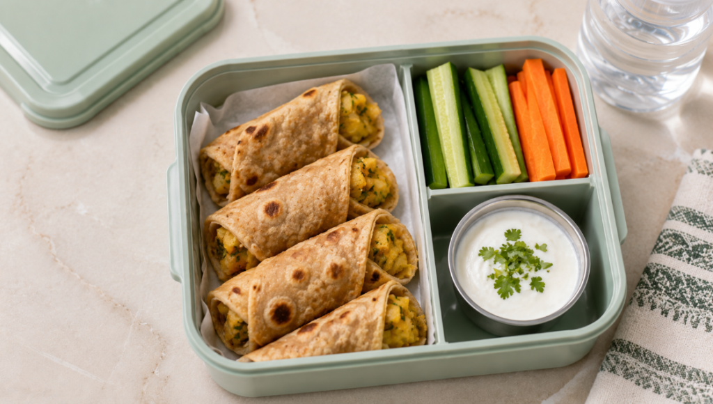 Mini Paratha Roll with Potato or Paneer Filling