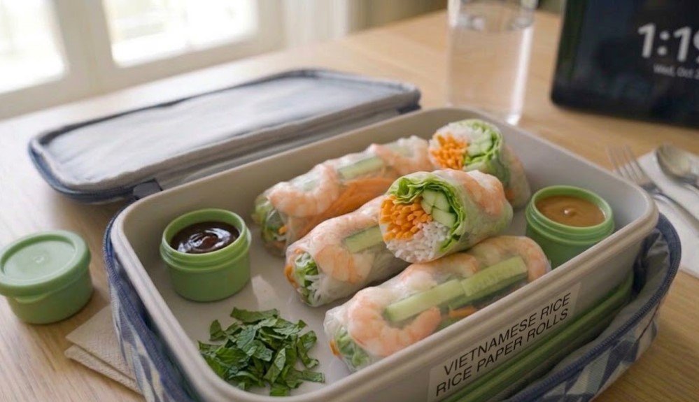 Rice paper rolls filled with