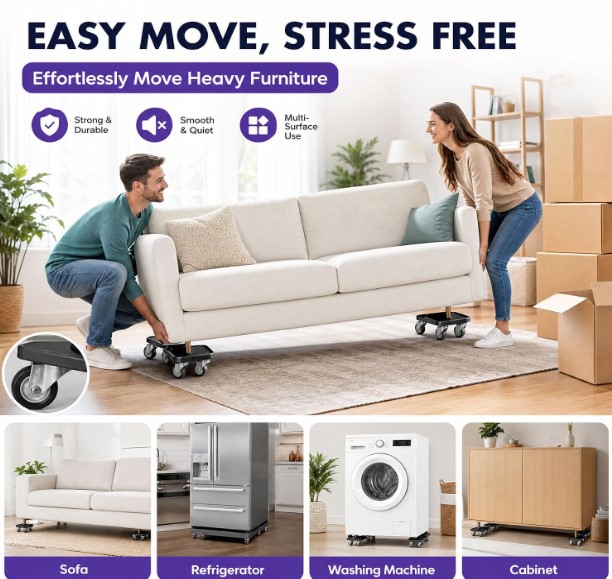 Furniture Lifter Mover 360 Rotation Wheel,Furniture Moving Slider Roller (2)